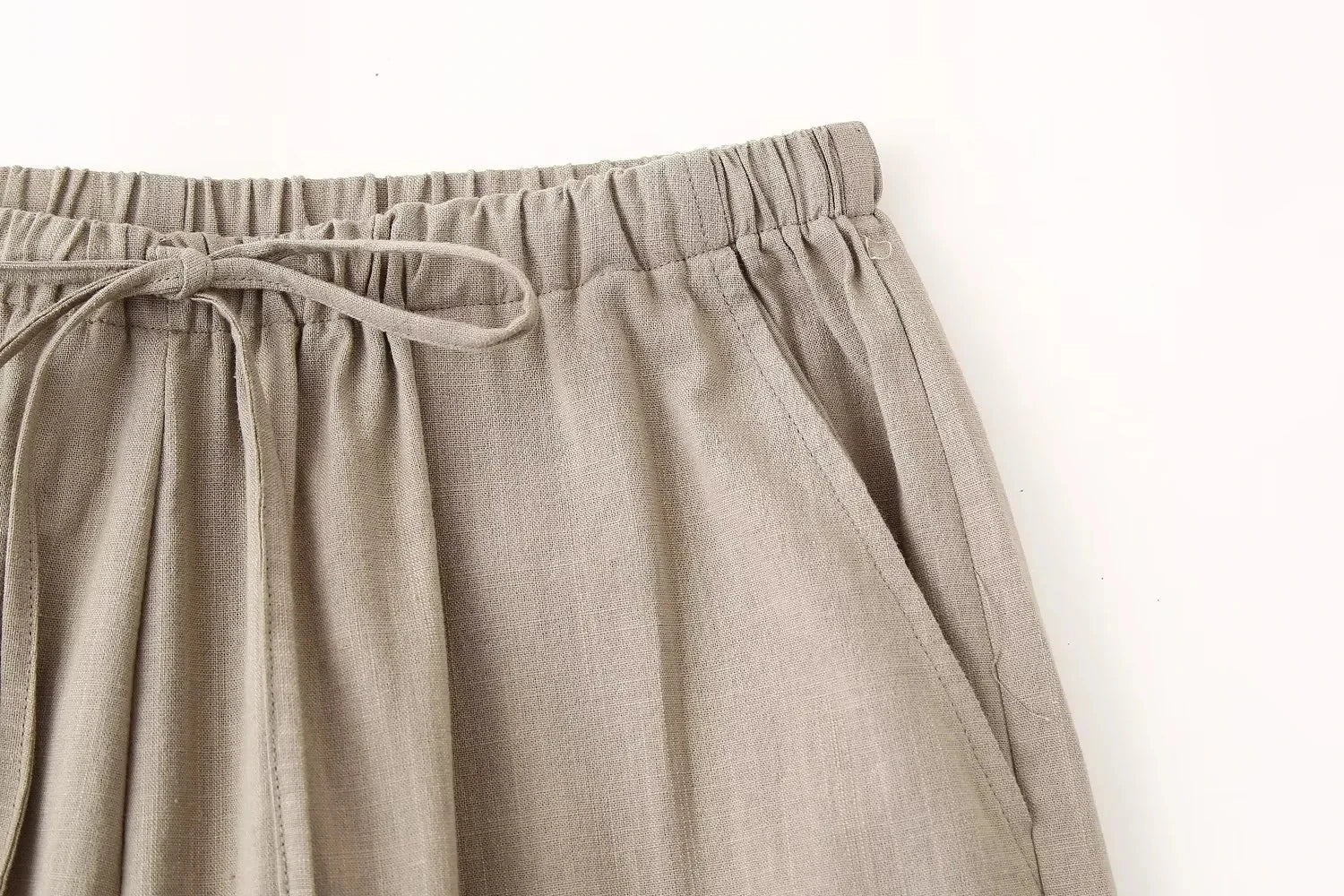 Khaki Two Piece Set – Loose Belted Blazer and Wide Leg Trousers