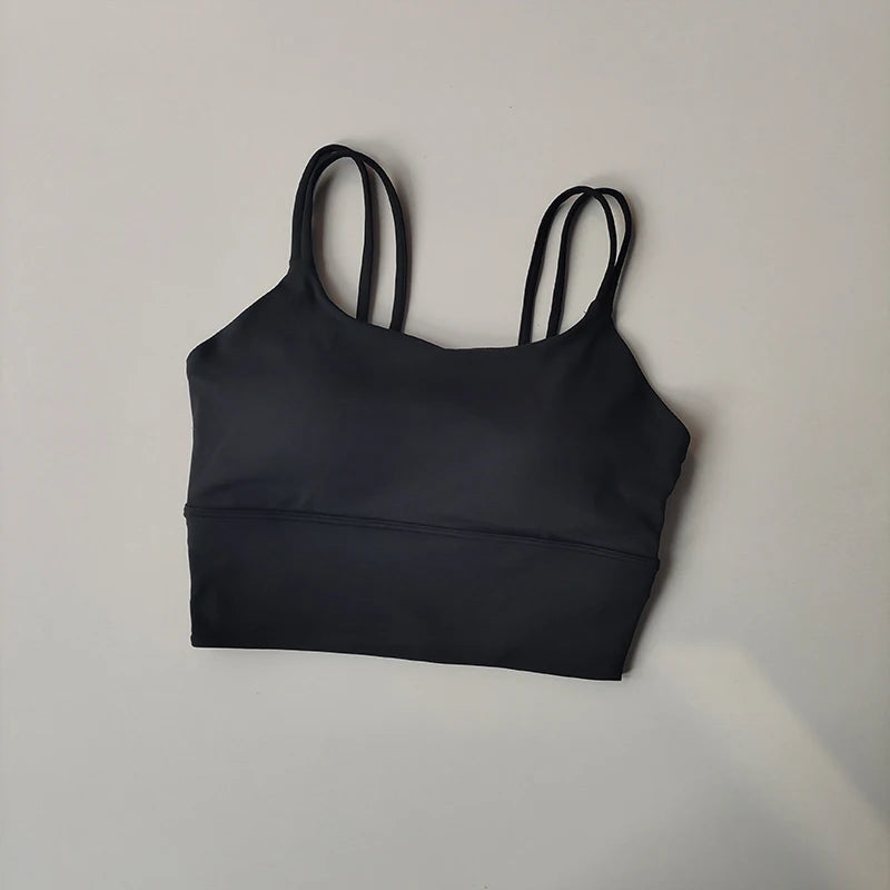 Padded Sports Bra with String Straps – Shockproof Gym, PIlates & Yoga Activewear