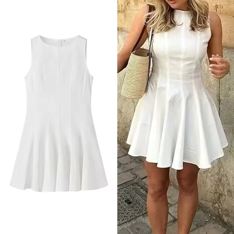 White Sleeveless Mini Dress – Casual Summer Trendy Dress