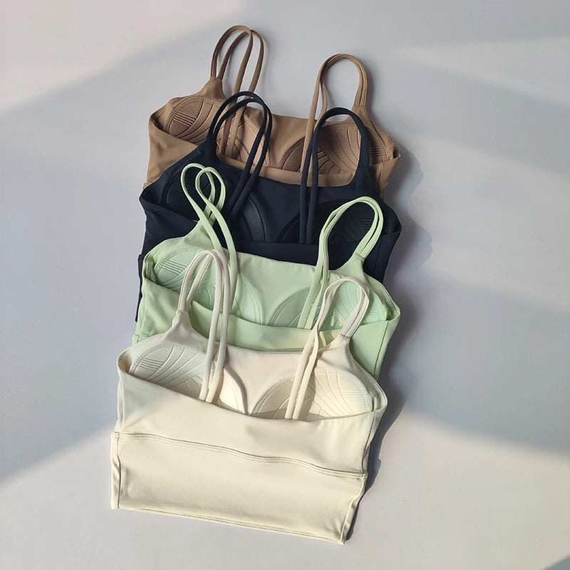 Padded Sports Bra with String Straps – Shockproof Gym, PIlates & Yoga Activewear
