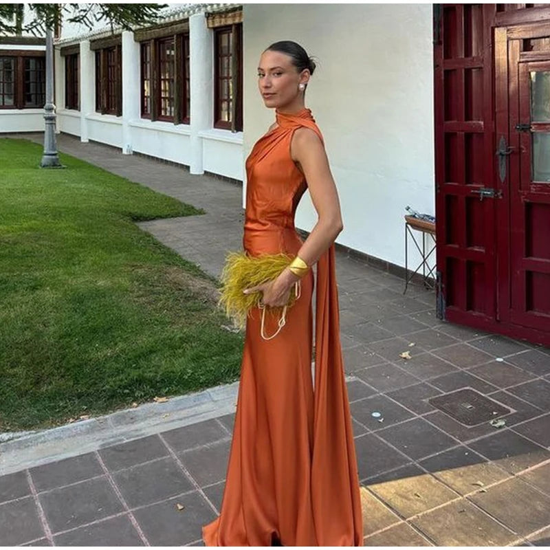 One Shoulder Satin Maxi Dress – Elegant Evening Gown