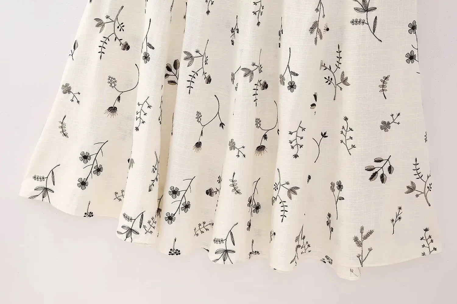 White Floral Two Piece Set – Embroidered Crop Top and Long Skirt