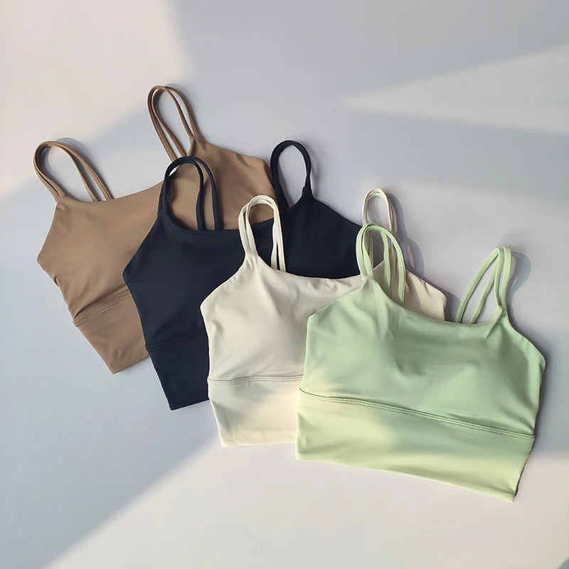 Padded Sports Bra with String Straps – Shockproof Gym, PIlates & Yoga Activewear
