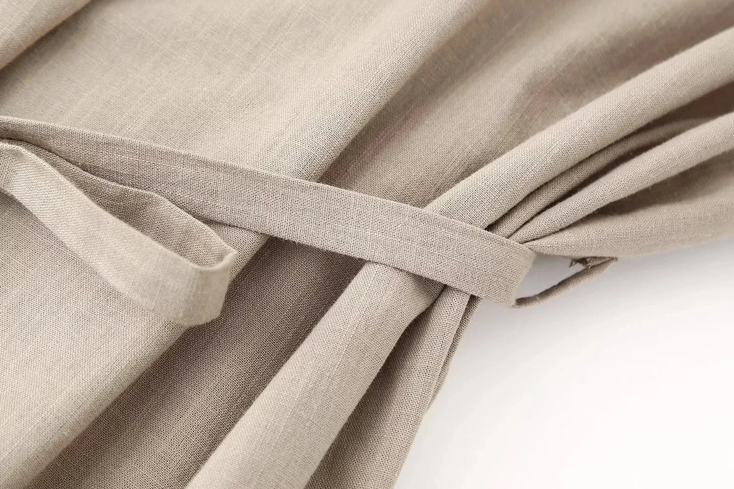 Khaki Two Piece Set – Loose Belted Blazer and Wide Leg Trousers