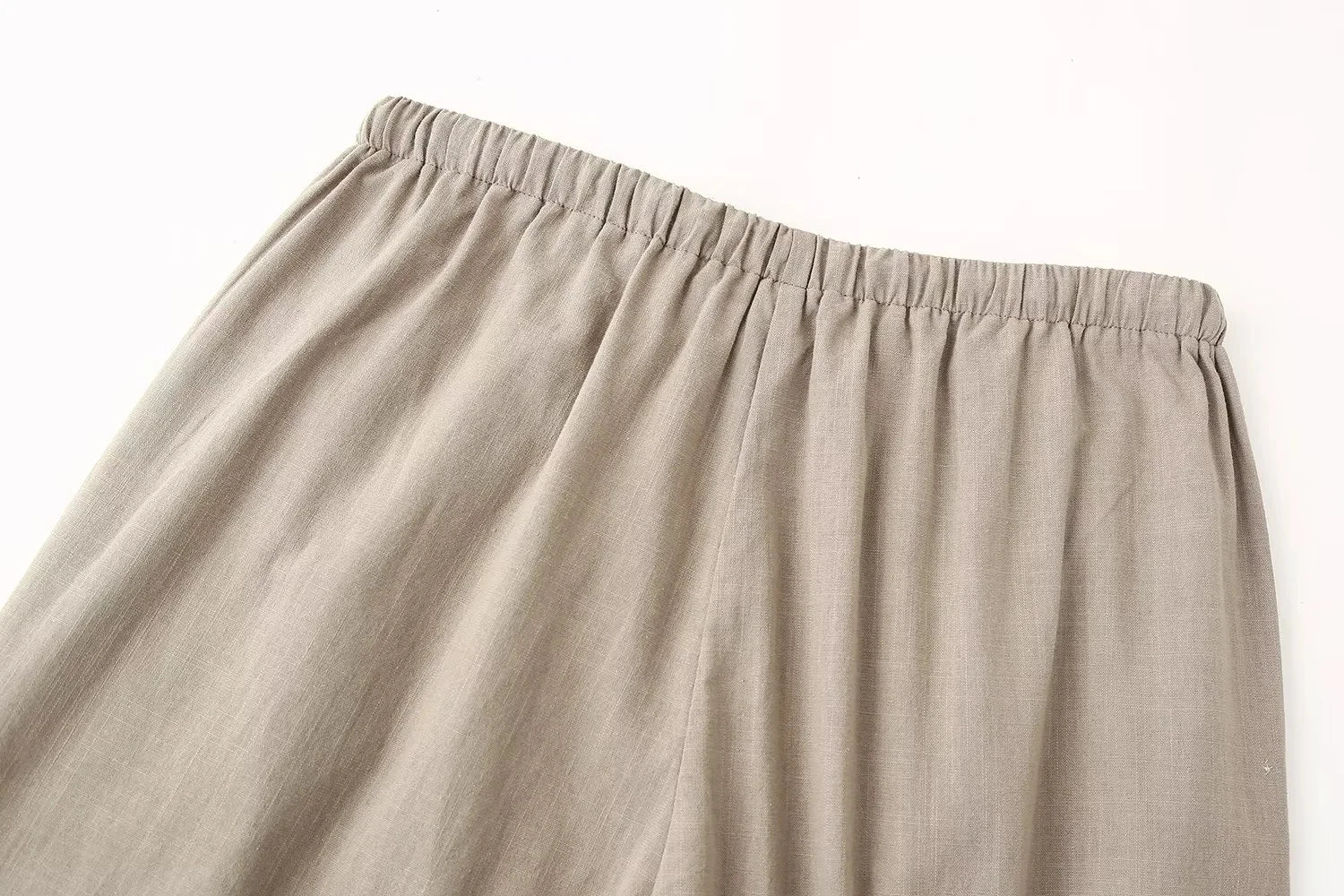 Khaki Two Piece Set – Loose Belted Blazer and Wide Leg Trousers