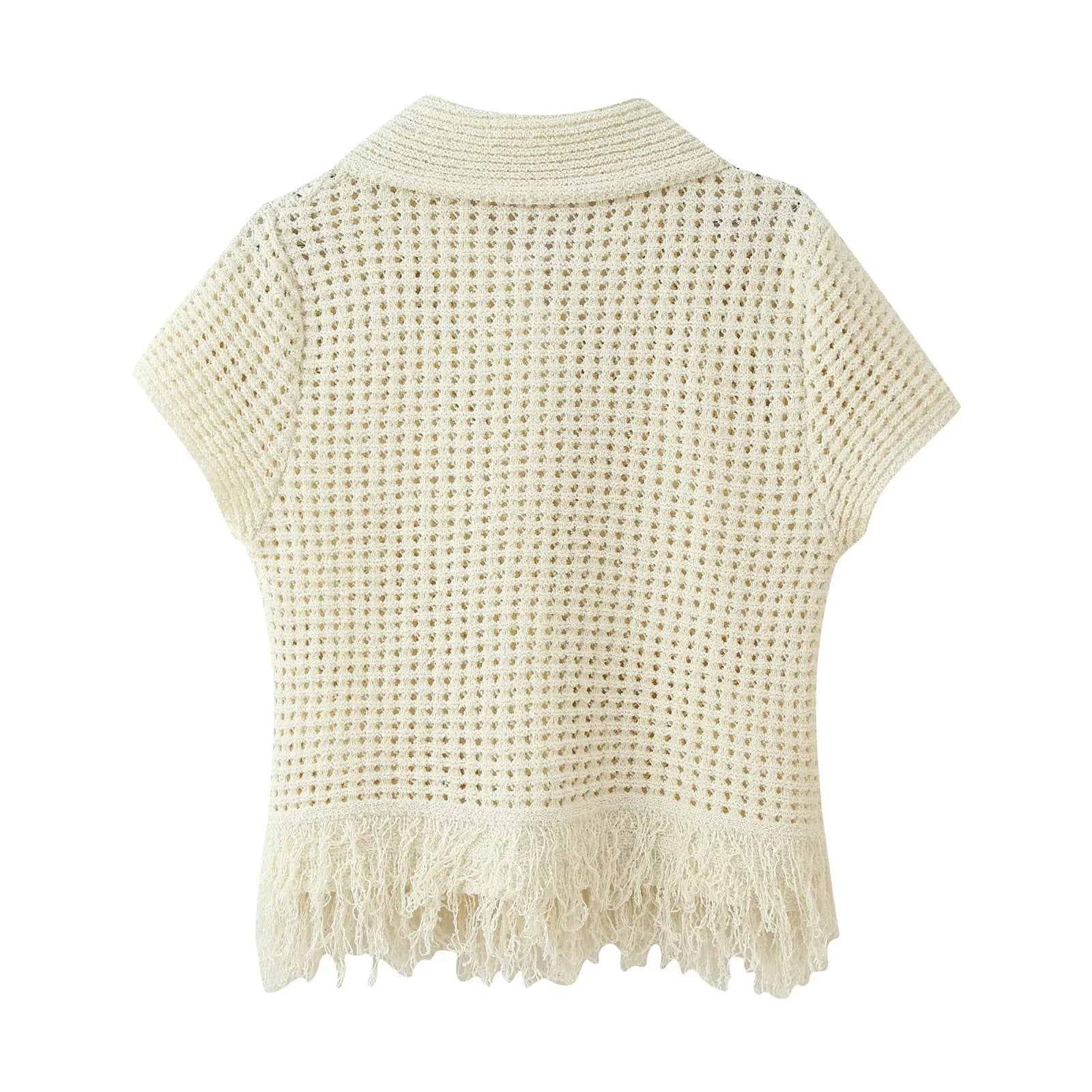 Knitted Two Piece Set – Tassel Short Sleeve Top & Mini Skirt Co ord Outfit