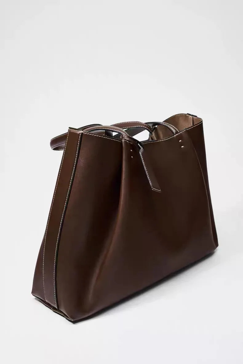 Leather Tote Bag – Large Capacity Shoulder Handbag