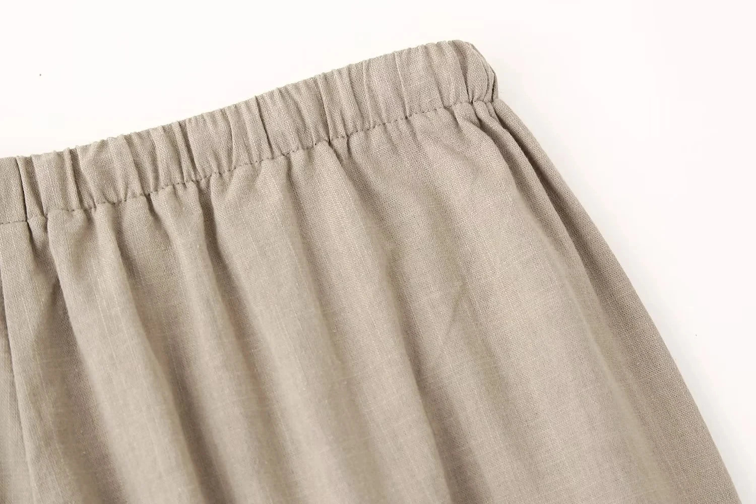 Khaki Two Piece Set – Loose Belted Blazer and Wide Leg Trousers