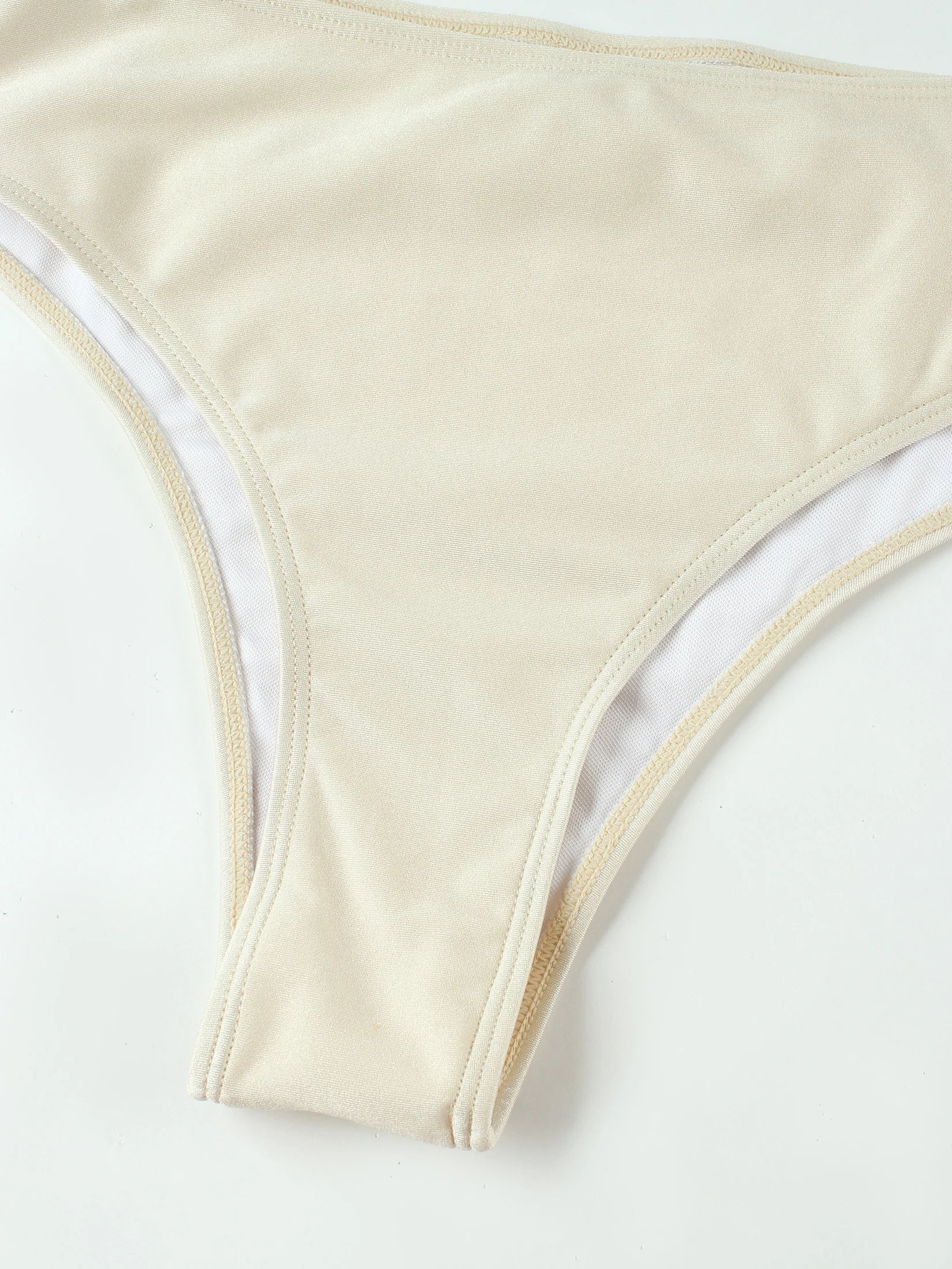 Beige 3 Piece Bikini Set – Strapless Bandeau Top with Sheer Maxi Skirt