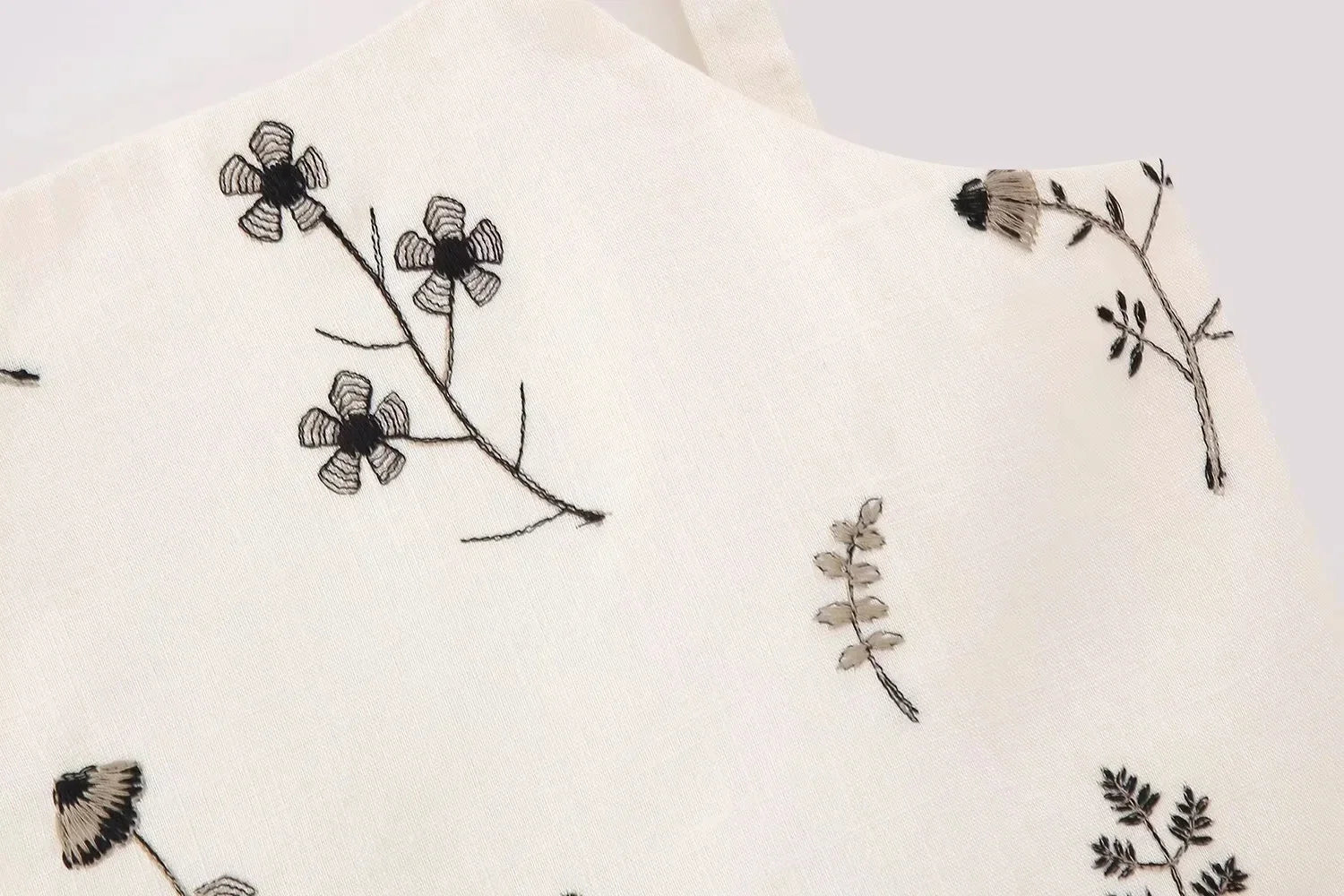 White Floral Two Piece Set – Embroidered Crop Top and Long Skirt