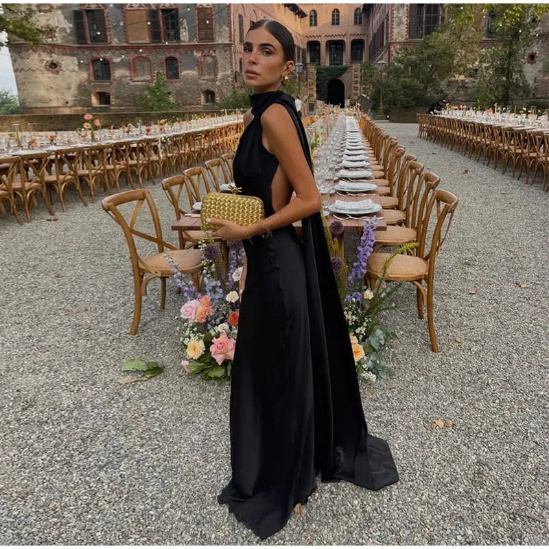 One Shoulder Satin Maxi Dress – Elegant Evening Gown