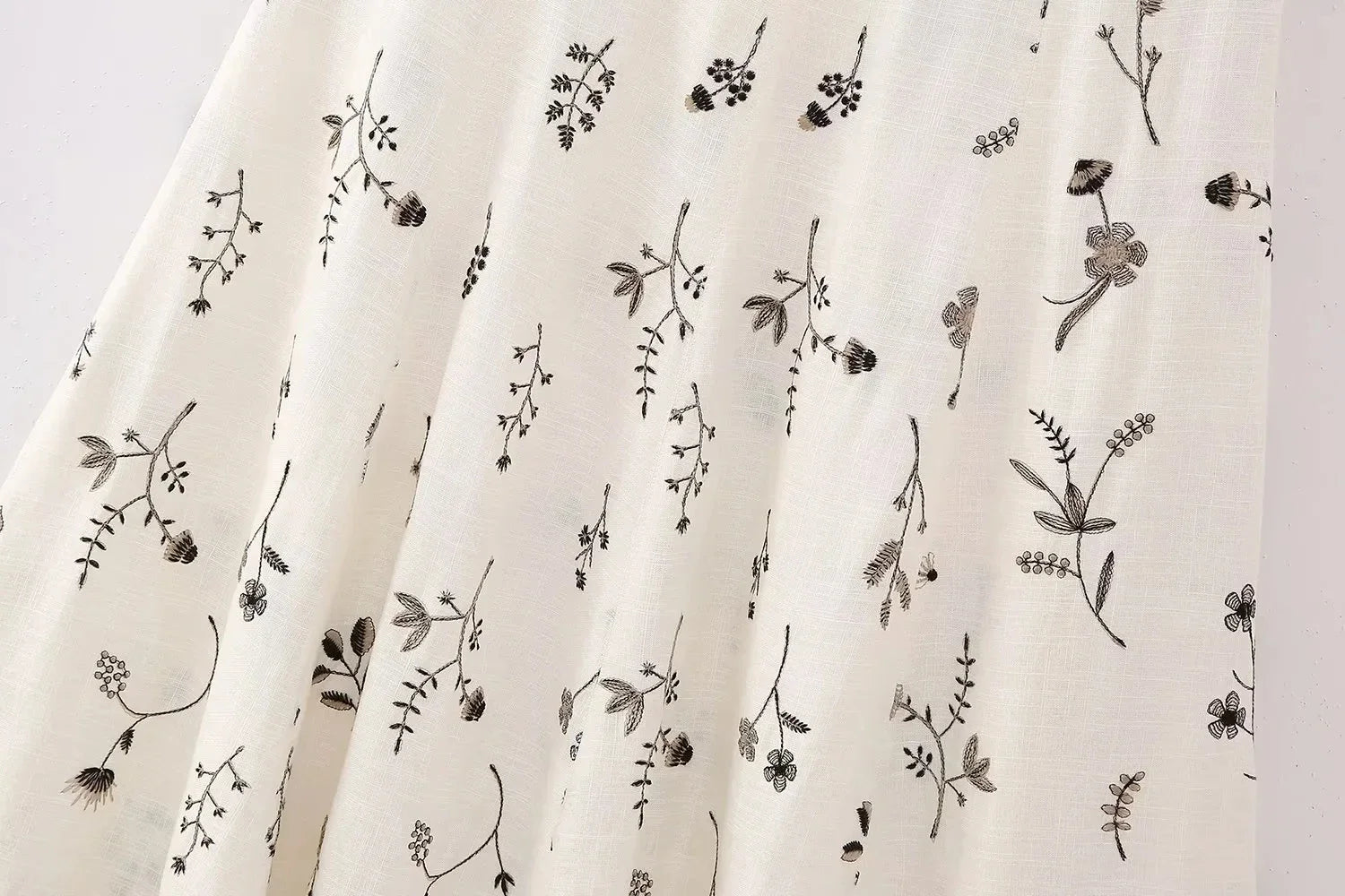 White Floral Two Piece Set – Embroidered Crop Top and Long Skirt