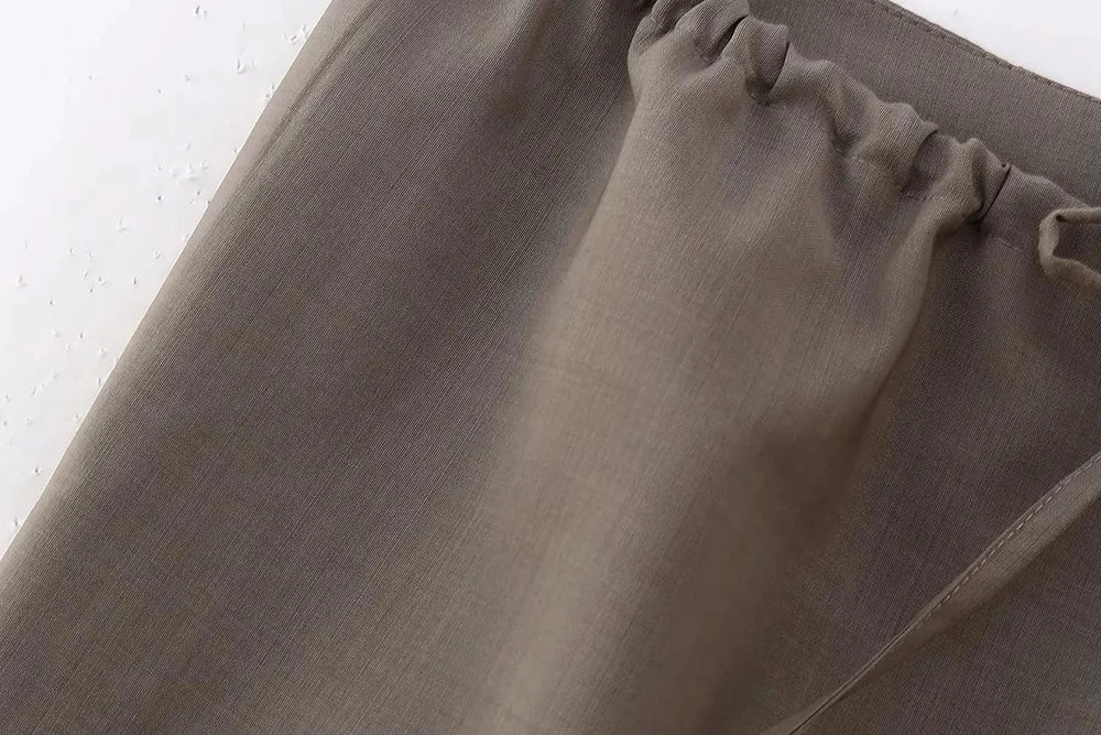 Summer Two Piece Set – Pleated Halter Top & Straight Wide Leg Pants