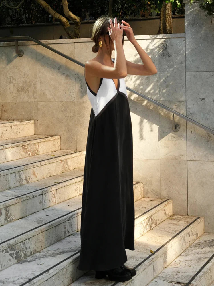 Sleeveless V Neck Maxi Dress – Breathable Summer Long Dress