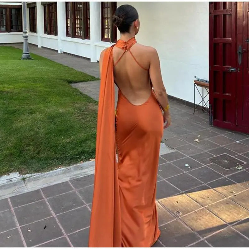 One Shoulder Satin Maxi Dress – Elegant Evening Gown