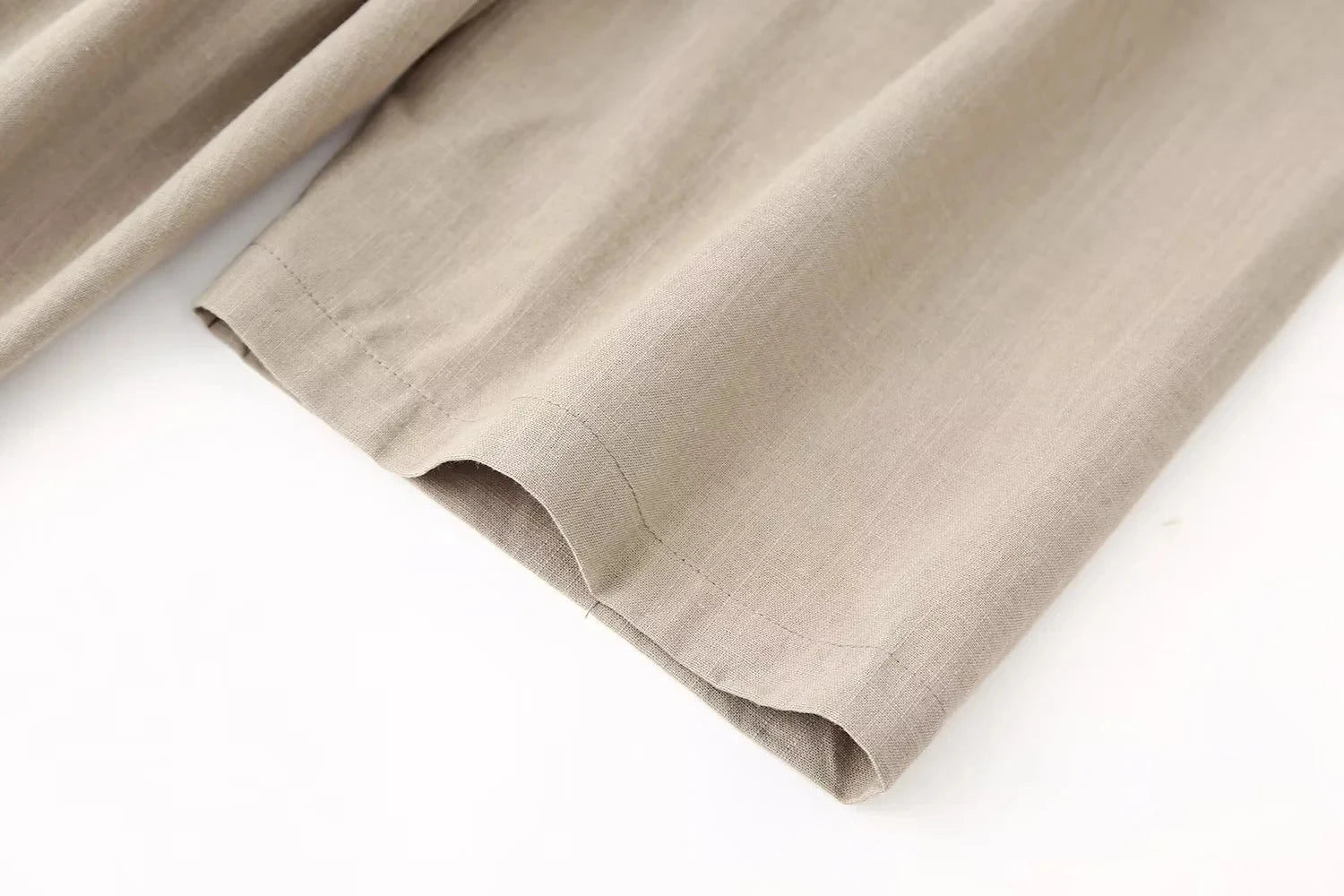 Khaki Two Piece Set – Loose Belted Blazer and Wide Leg Trousers