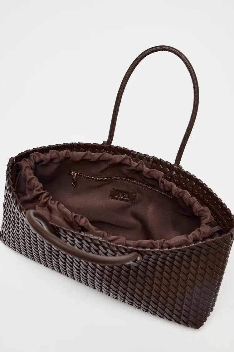 Woven Tote Bag – Luxury Elongated Shoulder Handbag