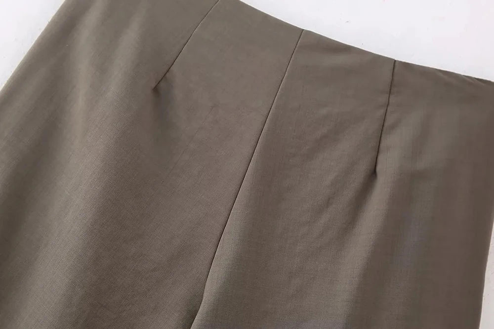 Summer Two Piece Set – Pleated Halter Top & Straight Wide Leg Pants