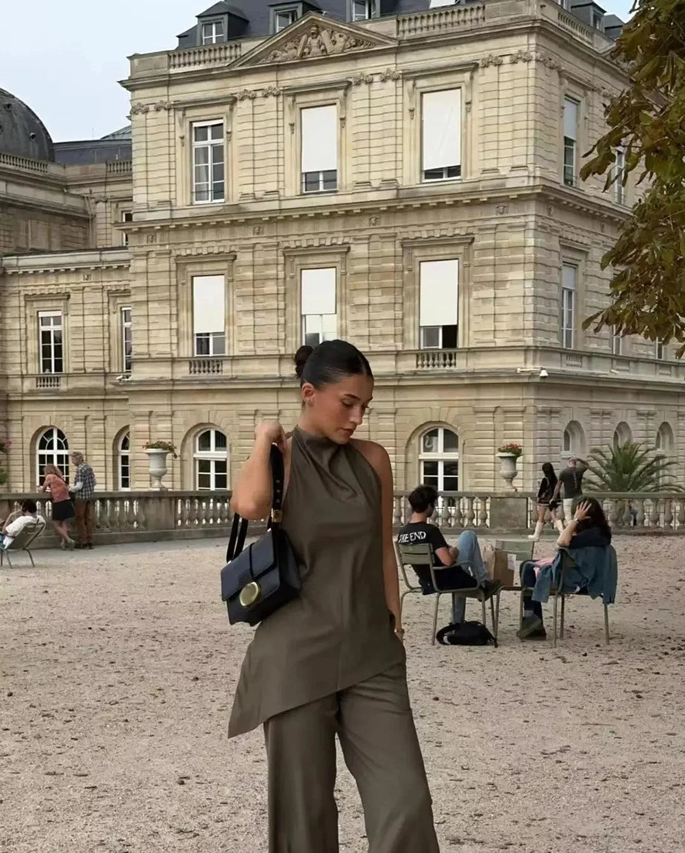 Summer Two Piece Set – Pleated Halter Top & Straight Wide Leg Pants