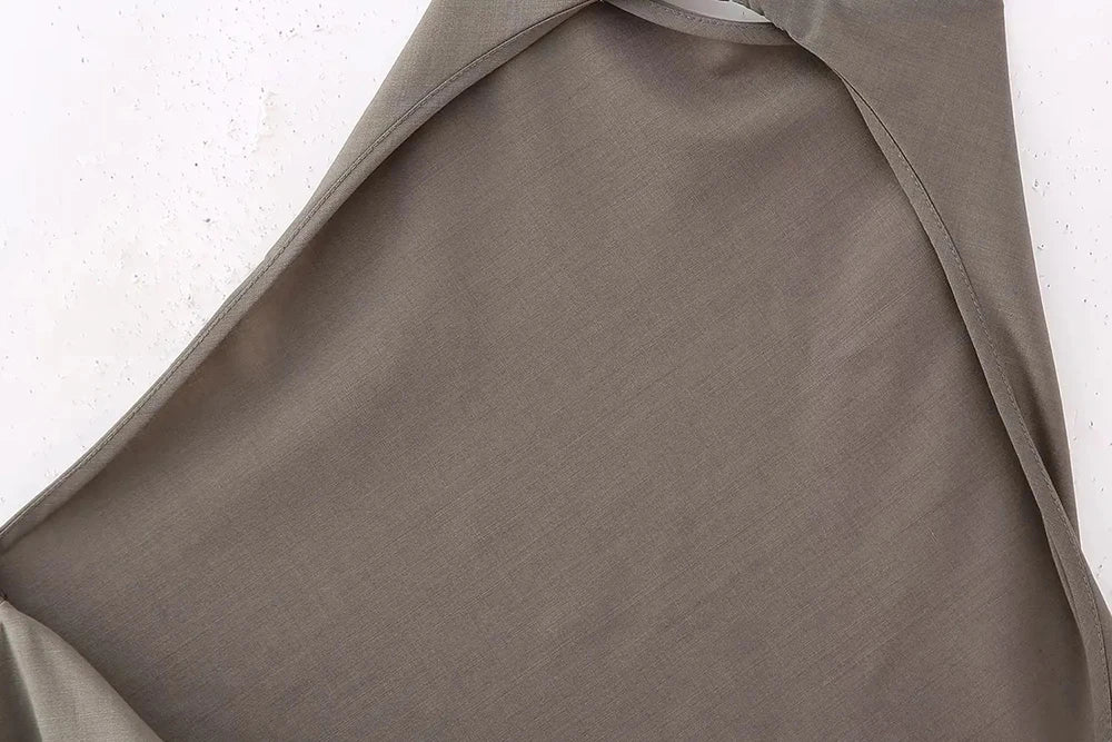 Summer Two Piece Set – Pleated Halter Top & Straight Wide Leg Pants