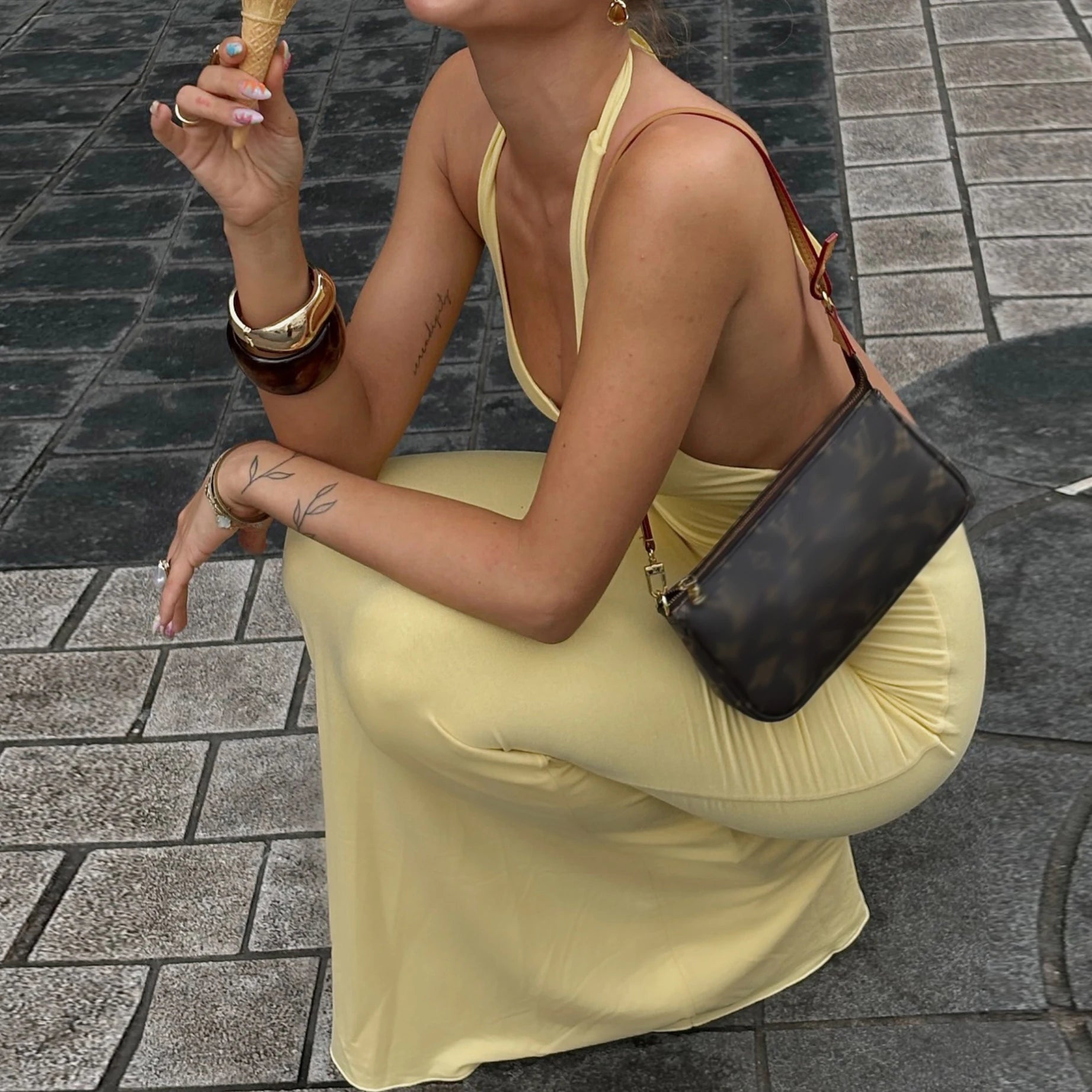 Yellow Halter Neck Maxi Dress – Sleeveless Slim Fit Summer Beachwear