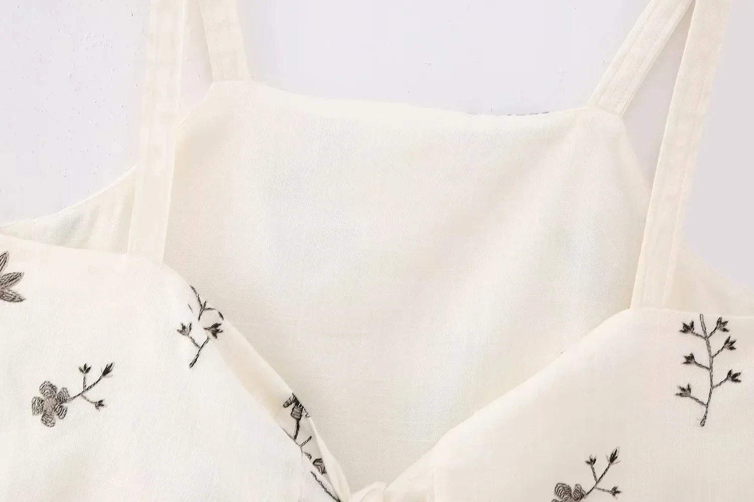 White Floral Two Piece Set – Embroidered Crop Top and Long Skirt