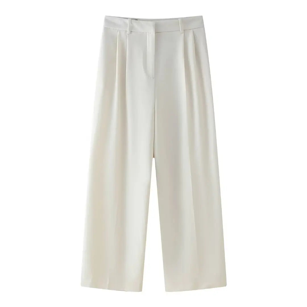 2 Piece Vest and Pants Set – Sleeveless Crop Blazer Top & High Waist Wide Leg Pants