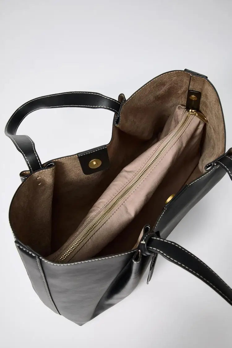 Large Brown Tote Bag – Luxury Leather Shoulder Handbag with Top Handles