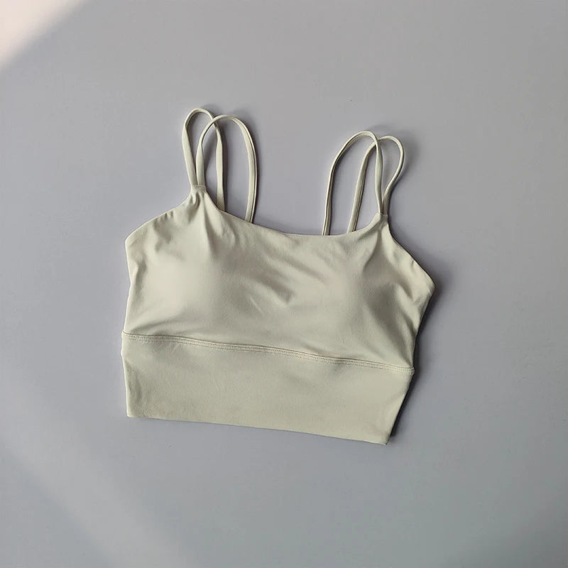 Padded Sports Bra with String Straps – Shockproof Gym, PIlates & Yoga Activewear