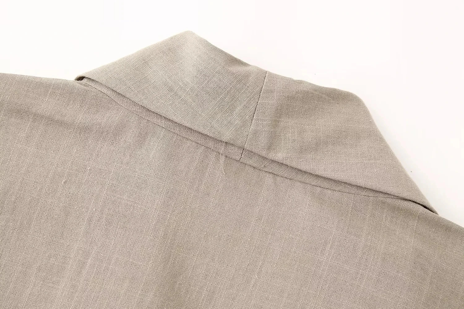 Khaki Two Piece Set – Loose Belted Blazer and Wide Leg Trousers