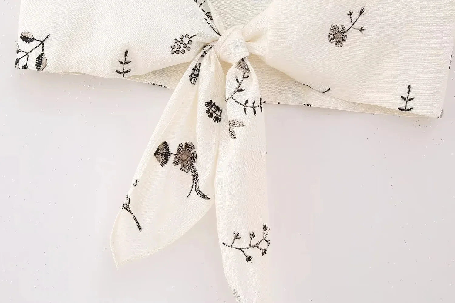 White Floral Two Piece Set – Embroidered Crop Top and Long Skirt