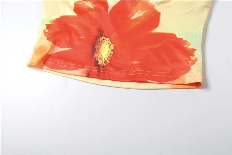 Stylish Print Two Piece Set – Satin Crop Top and Maxi Skirt