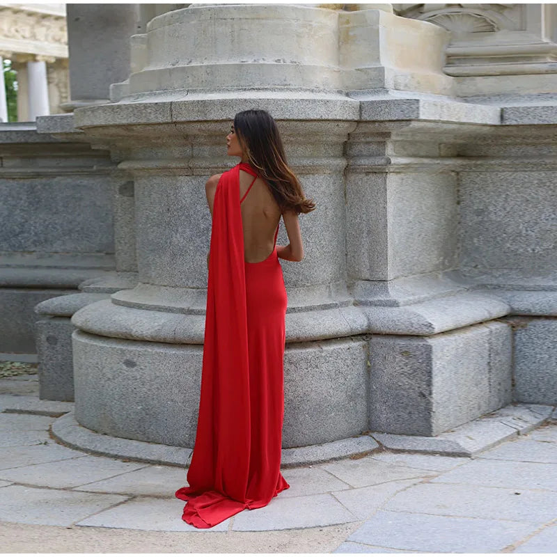 One Shoulder Satin Maxi Dress – Elegant Evening Gown