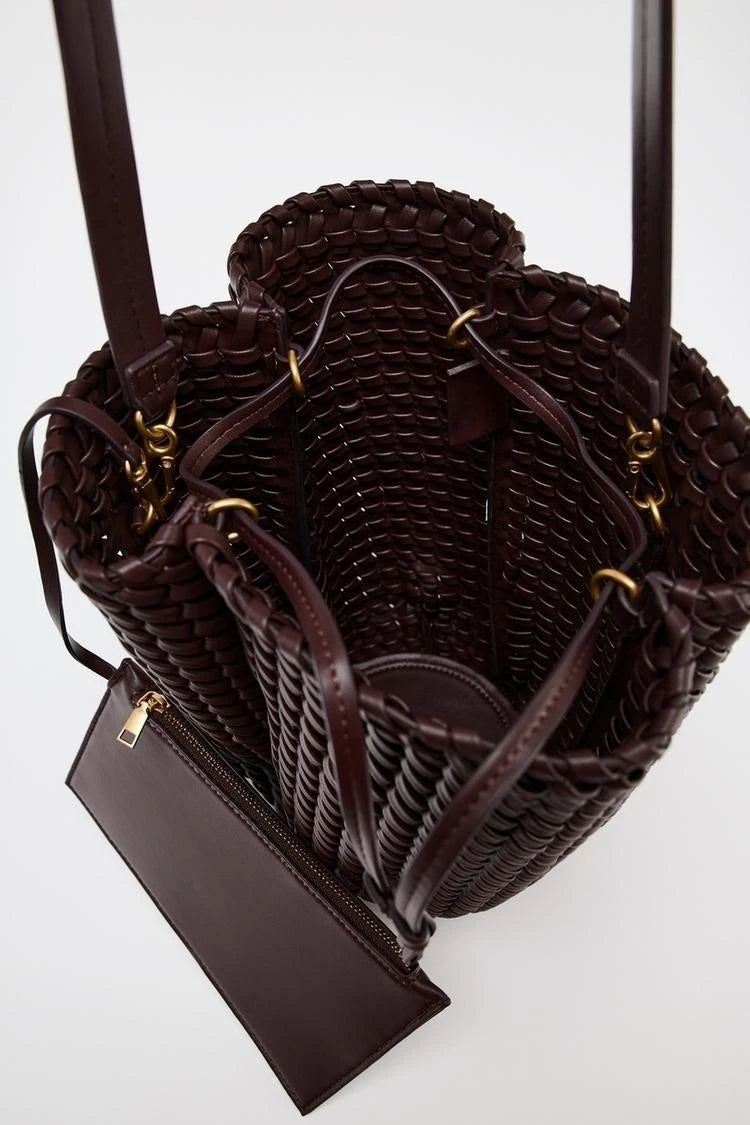 Woven Bucket Bag – Luxury Shoulder Handbag with Textured Design