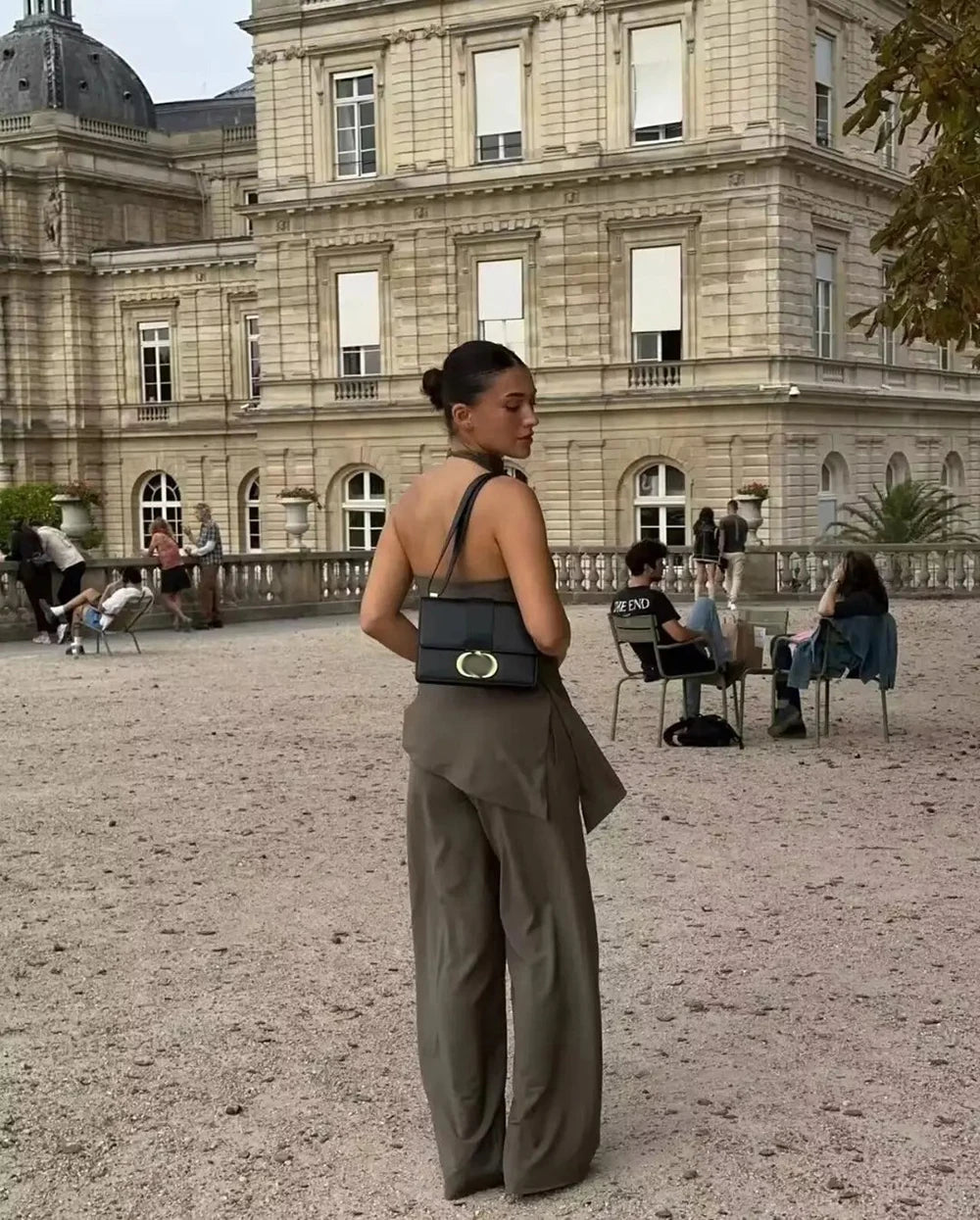 Summer Two Piece Set – Pleated Halter Top & Straight Wide Leg Pants