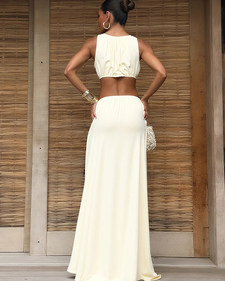 Cut Out Maxi Dress – Sleeveless Summer Party Outfit