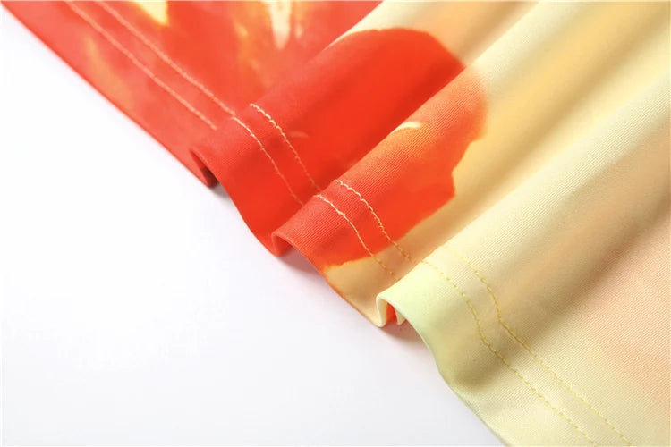 Stylish Print Two Piece Set – Satin Crop Top and Maxi Skirt