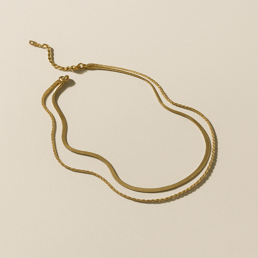 Golden Hour - Ketting - Stainless Steel - 2 Stuks-Jordyn the Label