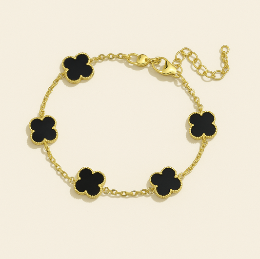 Gold Stainless Steel Clover Charm Bracelet-Jordyn the Label