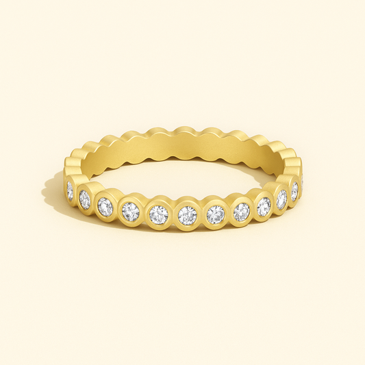 Golden Bezel Tennis Ring for Women-Jordyn the Label