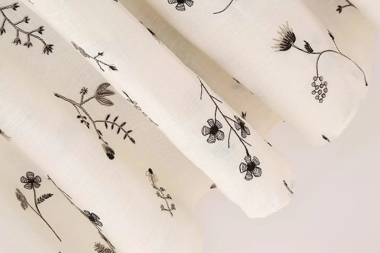 White Floral Two Piece Set – Embroidered Crop Top and Long Skirt