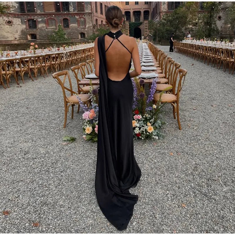 One Shoulder Satin Maxi Dress – Elegant Evening Gown