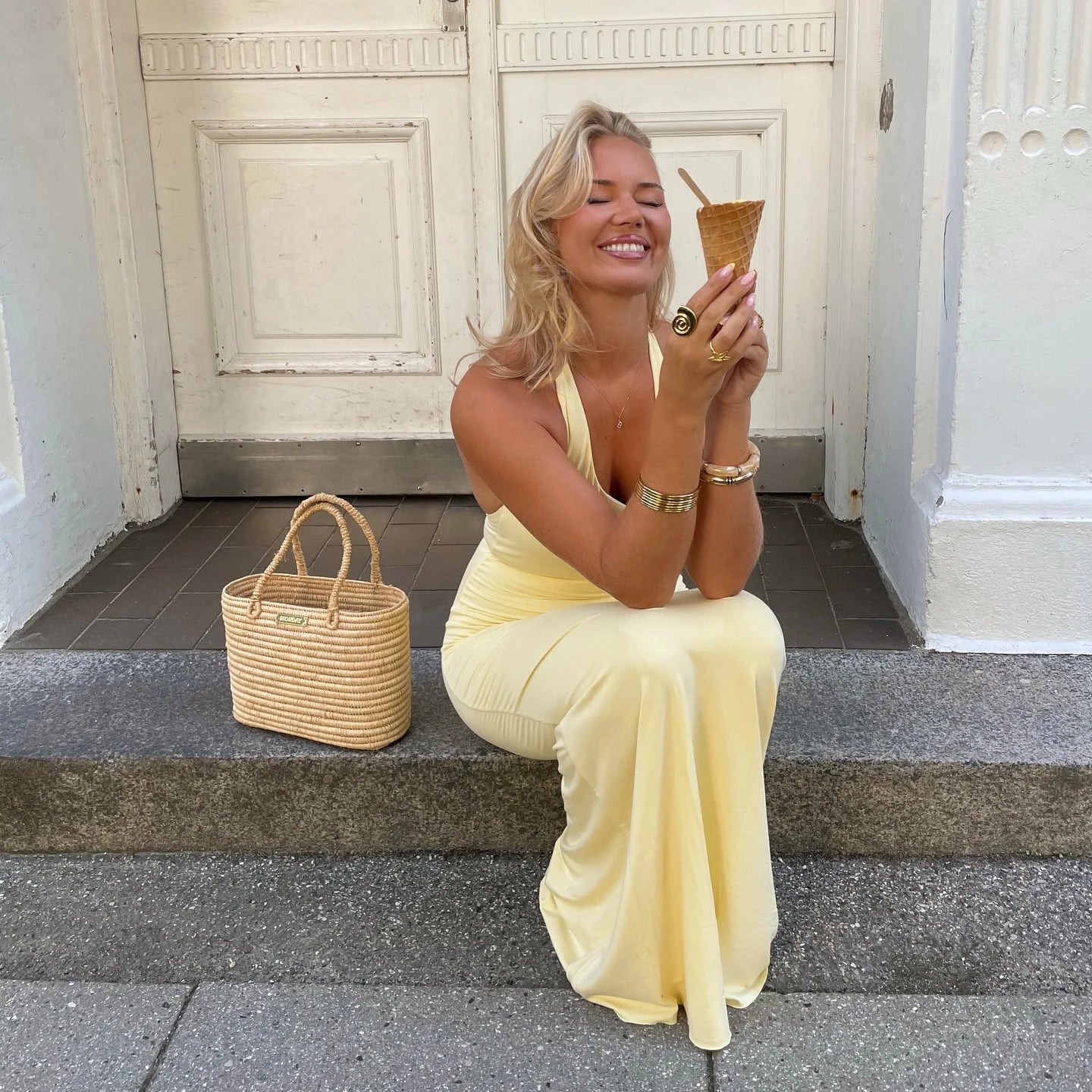 Yellow Halter Neck Maxi Dress – Sleeveless Slim Fit Summer Beachwear