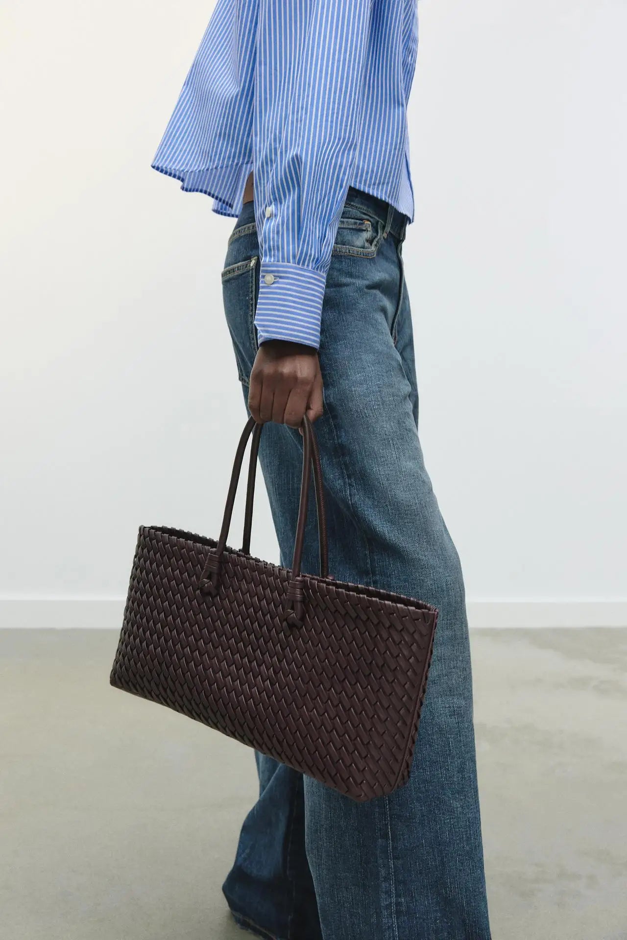 Woven Tote Bag – Luxury Elongated Shoulder Handbag