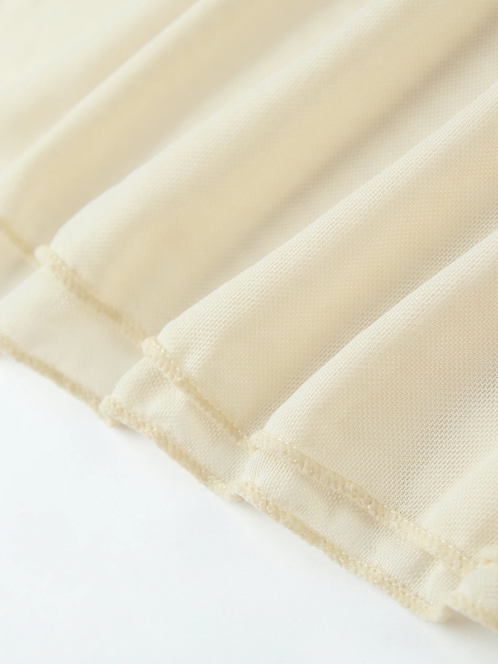 Beige 3 Piece Bikini Set – Strapless Bandeau Top with Sheer Maxi Skirt