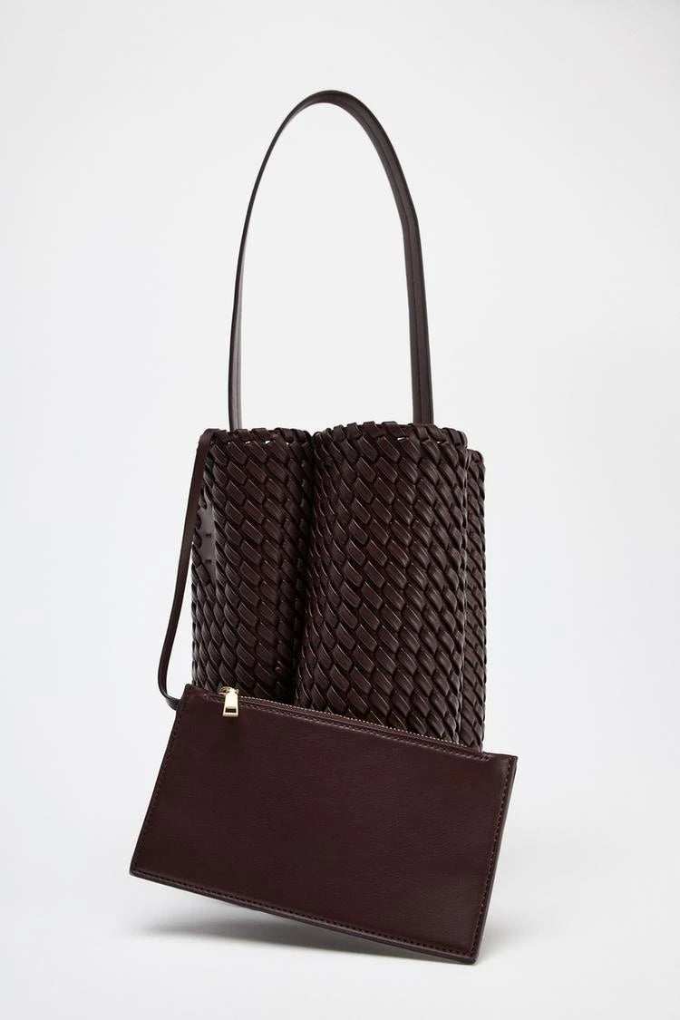 Woven Bucket Bag – Luxury Shoulder Handbag with Textured Design
