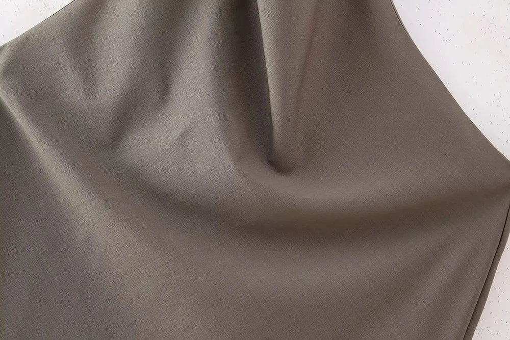 Summer Two Piece Set – Pleated Halter Top & Straight Wide Leg Pants