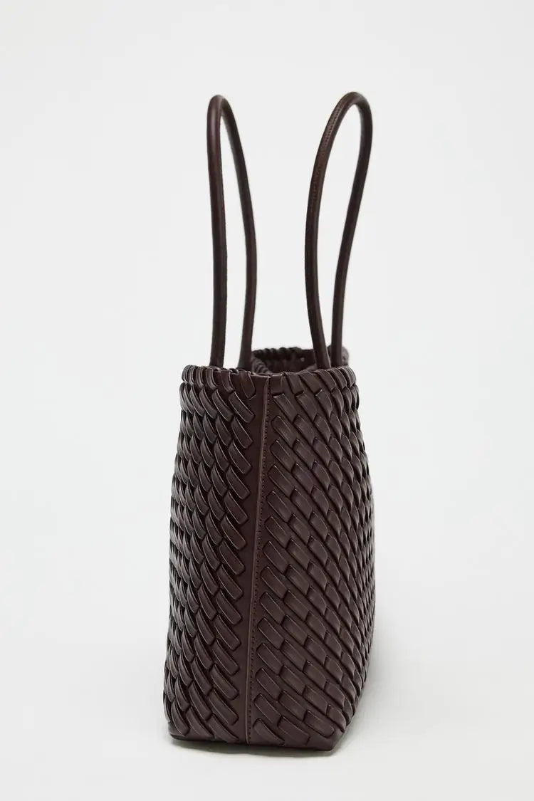 Woven Tote Bag – Luxury Elongated Shoulder Handbag