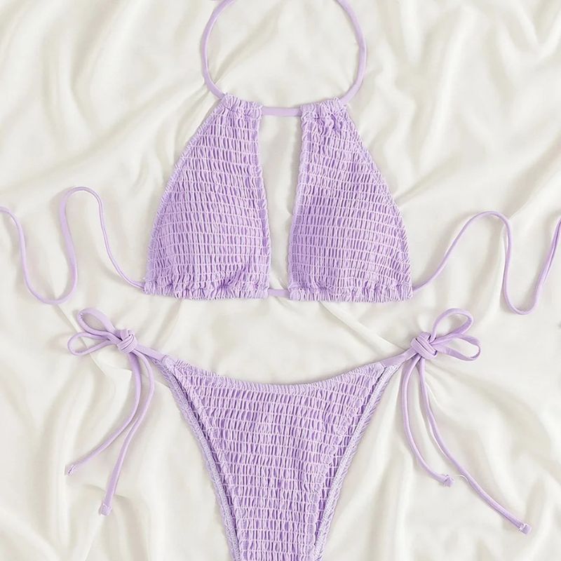 Ella - Smocked Halter Tie Bikini-Jordyn the Label