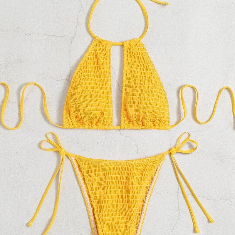 Ella - Smocked Halter Tie Bikini-Jordyn the Label
